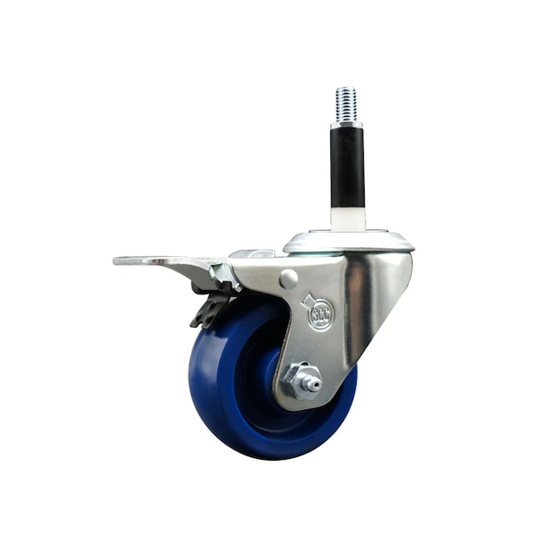 3'' SS Solid Poly Swivel 7/8'' Expanding Stem Caster Total Lock Brake